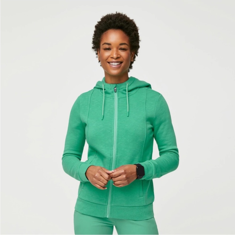 Figs essential hoodie in surgical green